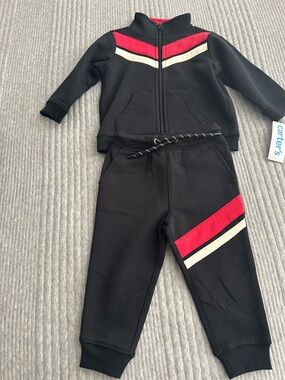 NWT! Carter's Blk Matching Set. Zip up jacket and joggers. Size 18 months.